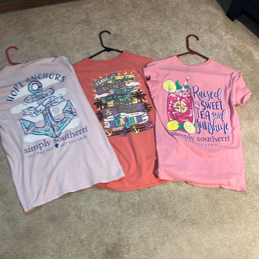 3 piece Simply Southern Graphic T-Shirts - Pink and Orange